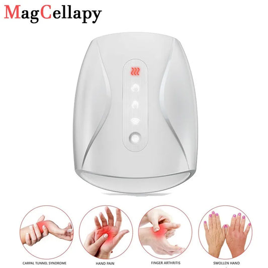 Electric Hand Massager Device Palm Finger Acupoint Wireless Massage with Air Pressure and Heat Compression
